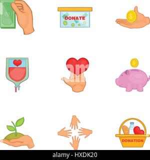 Patronage icons set, cartoon style Illustration de Vecteur