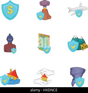 Crash icons set, cartoon style Illustration de Vecteur