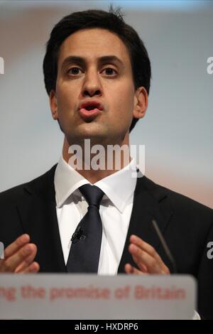 ED MILIBAND, LEADER DU PARTI MP 27 septembre 2011, L'AAC LIVERPOOL ANGLETERRE Banque D'Images