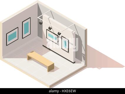 Vector poly faible intérieur musée isométrique Illustration de Vecteur