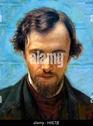 Dante Gabriel Rossetti (1828-1882), portrait par William Holman Hunt, huile sur panneau, c.1882. Rossetti, avec Holman Hunt, a été membre fondateur de la confrérie préraphaélite du 19e siècle. Banque D'Images