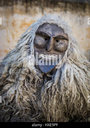 Portrait d'une '' fullmetal dans un masque traditionnel, au cours de l'assemblée annuelle des festivités en Fullmetal Mohacs, Hongrie Banque D'Images