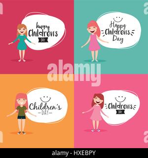 La journée des enfants heureux Illustration de Vecteur