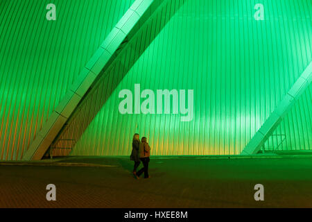 Salle de concert Armadillo fond vert comme convertir des festivaliers se rendent à sec dans la nuit Banque D'Images