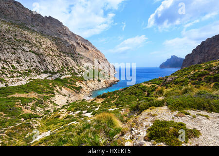 Cala Boquer Hidden Valley et la mer sur la baie de Majorque en Espagne Banque D'Images