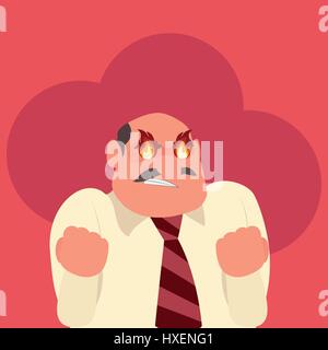 Travailleur en colère avec le feu dans ses yeux Illustration de Vecteur