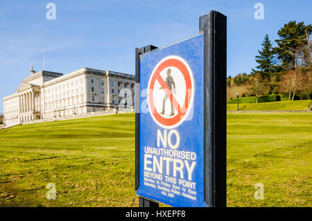 Aucun signe d'entrée au Parlement, Stormont Estate, Belfast Banque D'Images