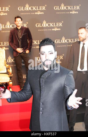 Berlin, Allemagne, 28 août 2014 Créateur : Harald Glööckler présente son étiquette pour Engbers fashion. Banque D'Images