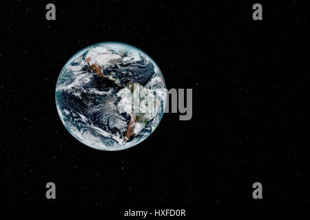 La planète Terre contre Composit Starfield Banque D'Images