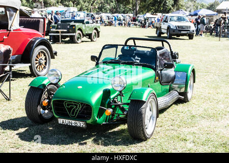 Caterham Super 7 voiture de sport sur l'affichage à une journée sur le terrain de l'Australie. Banque D'Images