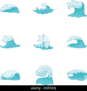 Types d'ondes icons set, cartoon style Illustration de Vecteur