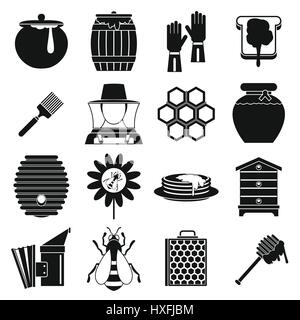 Outils apicoles icons set, le style simple Illustration de Vecteur