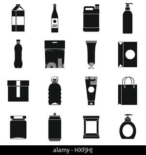 Les éléments d'emballage, le style simple icons set Illustration de Vecteur