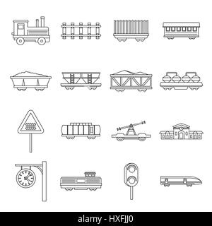 Icons set fer style du contour, Illustration de Vecteur