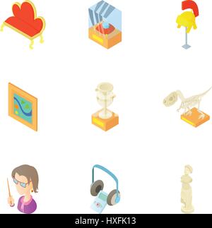 Museum icons set, cartoon style Illustration de Vecteur