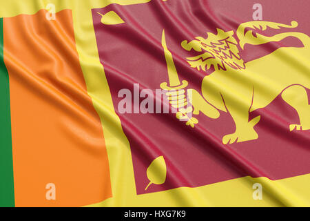 Sri Lanka drapeau. Tissu texture ondulée très détaillés. Illustration 3D Rendering Banque D'Images