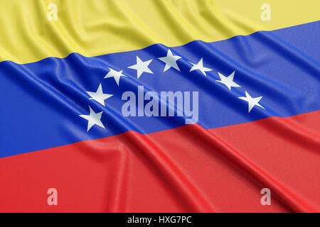 Drapeau du Venezuela. Tissu texture ondulée très détaillés. Illustration 3D Rendering Banque D'Images