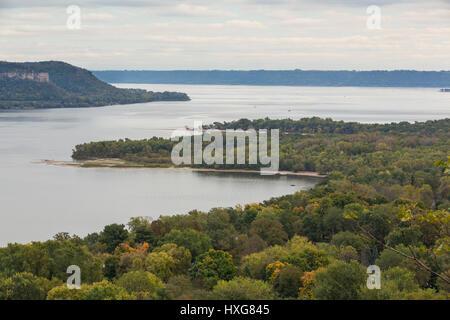 Mississippi River & Lake Pepin Scenic Vista Banque D'Images