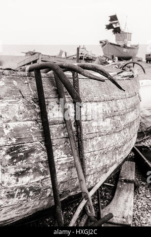 Ancien Bateau de pêche à l'Ancre Banque D'Images