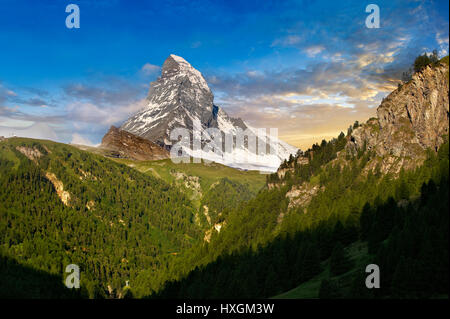 Le Mont Cervin ou Monte Cervino pic de montagne, Zermatt, Suisse Banque D'Images