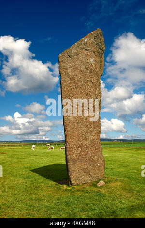 Pierres néolithiques de Stenness, Isle des Orcades, Ecosse Banque D'Images