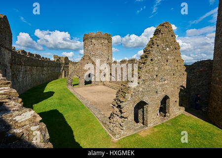 Ruines de l'intérieur de la cité médiévale, château de Kidwelly Norman, Kidwelly Carmarthenshire, Pays de Galles. Banque D'Images