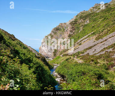 Heddons bouche et l'Heddon Valley sur la côte nord de North Devon UK Exmoor Banque D'Images