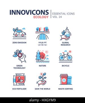 Écologie - vecteur de couleur moderne seule ligne icons set Illustration de Vecteur