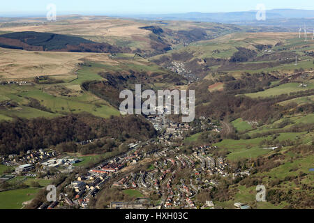 Vue aérienne nord depuis la Cornholme à Todmorden, Yorkshire, UK Banque D'Images