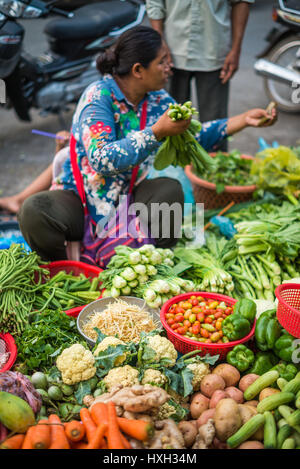 Psar Nat, le marché central, la ville de Battambang, la province de Battambang, Cambodge, Asie Banque D'Images