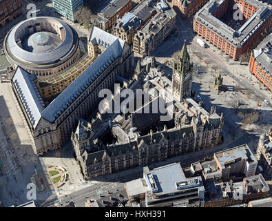 Vue aérienne de l'Hôtel de ville de Manchester, Royaume-Uni Banque D'Images