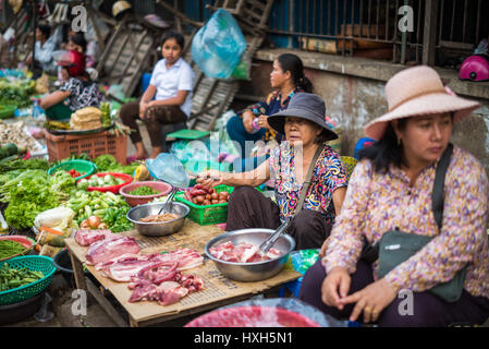 Psar Nat, le marché central, la ville de Battambang, la province de Battambang, Cambodge, Asie Banque D'Images