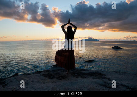 Vor Sonnenuntergang Mahé, Seychelles, Indischer Ozean Banque D'Images