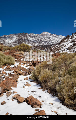 En regardant vers le volcan de Teide à Tenerife. Banque D'Images