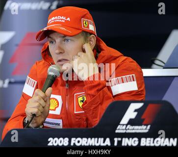 Appuyez sur Kimi Raikkonen CONFERENC SCUDERIA FERRARI SPA-FRANCORCHAMPS BELGIQUE 04 Septembre 2008 Banque D'Images