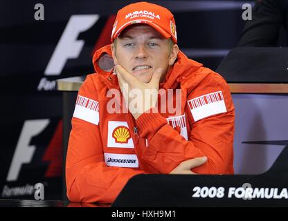 Appuyez sur Kimi Raikkonen CONFERENC SCUDERIA FERRARI SPA-FRANCORCHAMPS BELGIQUE 04 Septembre 2008 Banque D'Images