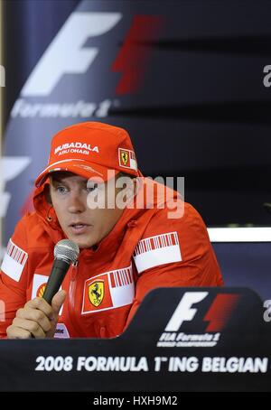 Appuyez sur Kimi Raikkonen CONFERENC SCUDERIA FERRARI SPA-FRANCORCHAMPS BELGIQUE 04 Septembre 2008 Banque D'Images