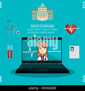 Télévision en ligne médecine icons Illustration de Vecteur