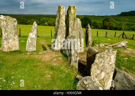 Cairns - Cairnholy Cairnholy chambré J cairn. Dumfries et Galloway, Écosse, Royaume-Uni Banque D'Images