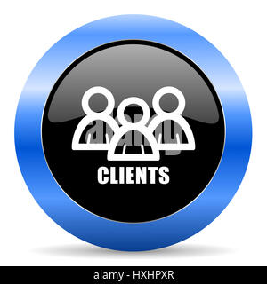 Les clients web design noir et bleu tour icône internet avec ombre sur fond blanc. Banque D'Images