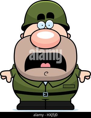 Illustration d'une caricature d'un soldat de l'armée américaine à la peur. Illustration de Vecteur