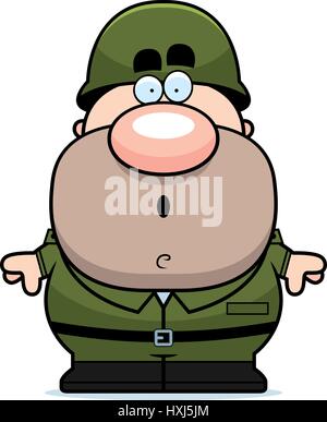 Illustration d'une caricature d'un soldat de l'armée américaine à la surprise. Illustration de Vecteur