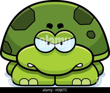 Un cartoon illustration d'une petite tortue avec une expression de colère. Illustration de Vecteur