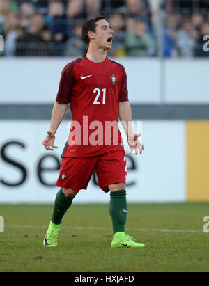 Stuttgart, Allemagne. Mar 28, 2017. Les gestes du Portugal Daniel Podence au cours de l'U-21 de football match amical international entre l'Allemagne et le Portugal au stade de Gazi à la Waldau à Stuttgart, Allemagne, 28 mars 2017. Photo : Deniz Calagan/dpa/Alamy Live News Banque D'Images