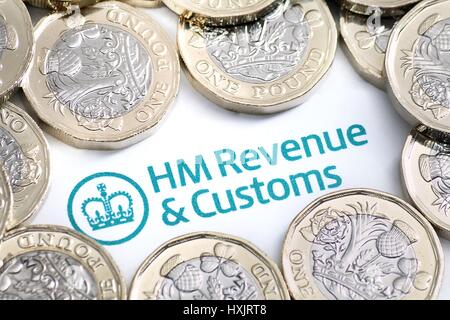 HMRC et nouvelle pièces Livre Banque D'Images