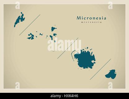 Carte moderne - Micronésie FM Illustration de Vecteur
