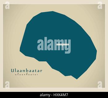 Carte moderne - Oulan-bator MN Illustration de Vecteur