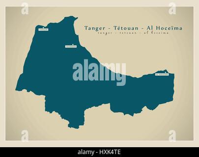 Carte moderne - Tanger - Tétouan - Al Hoceima Ma Illustration de Vecteur