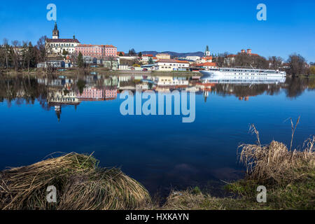 Rivière Elbe, Panorama, Litomerice, Bohême du Nord, République tchèque Europe Banque D'Images