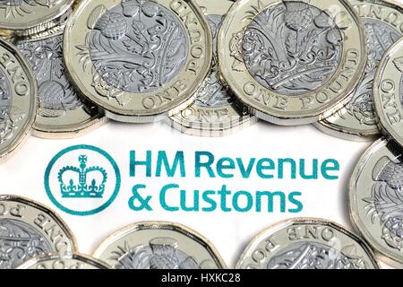 HMRC et nouvelle pièces Livre Banque D'Images